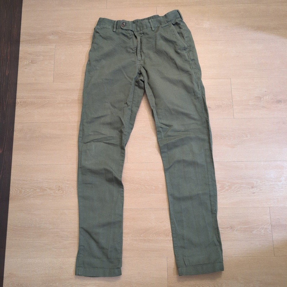 Spier & Mackay Slim Fit Chinos Mens 32 Olive Green Handmade Cotton Pants